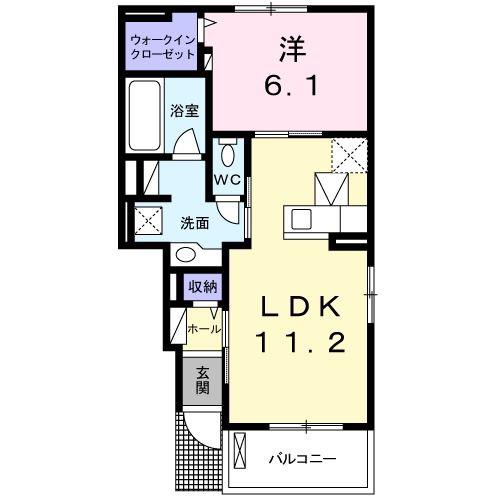 カルムフラン II(1LDK/1階)の間取り写真