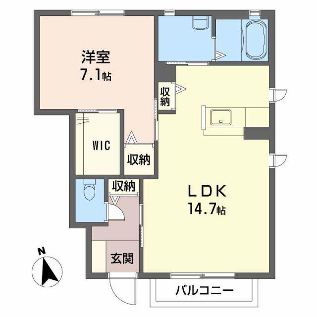 カエデ A棟(1LDK/1階)の間取り写真