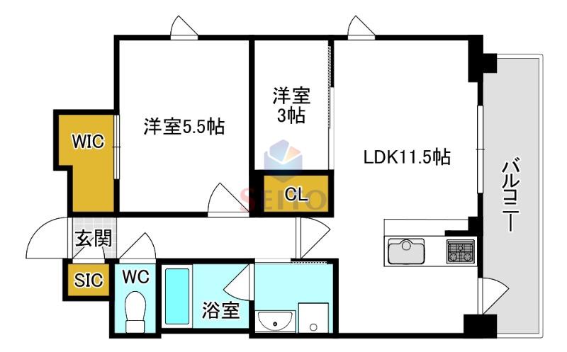シーズンフラッツ緑地公園(2LDK/7階)の間取り写真