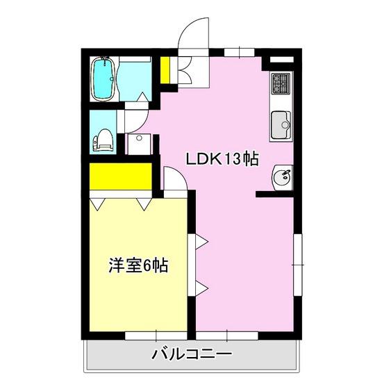 ロビンソンハイツ豊岡(1LDK/2階)の間取り写真