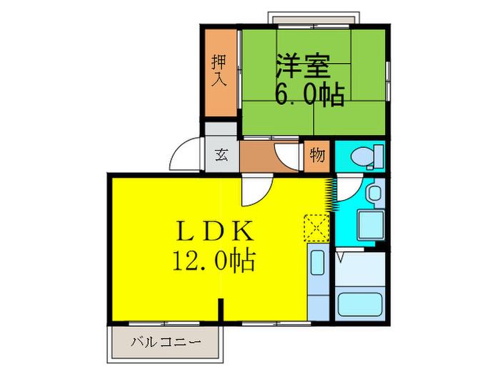 南春日丘ハイツ(1LDK/2階)の間取り写真