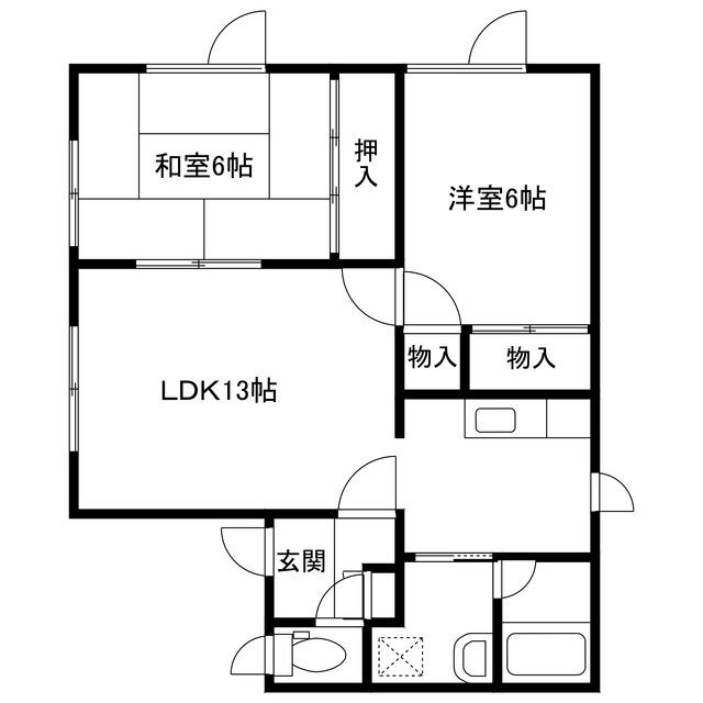 ルーエプラツ(2LDK/1階)の間取り写真