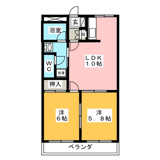 フレグランスキタ(2LDK/2階)の間取り写真