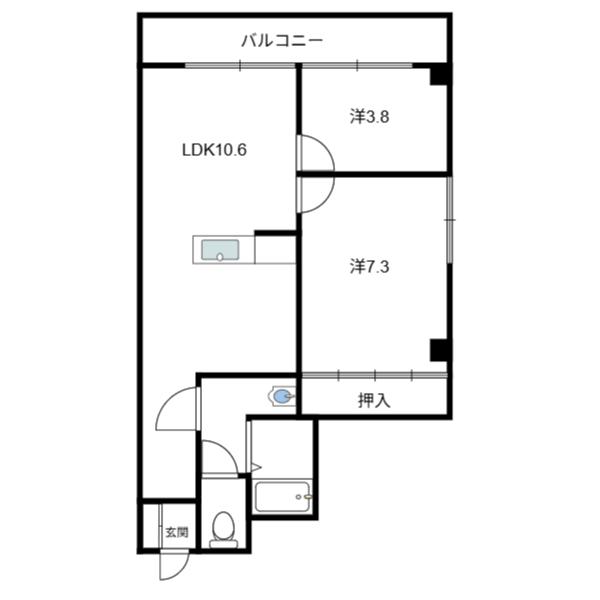 有遊マンション(2LDK/2階)の間取り写真