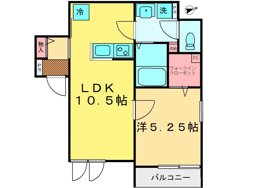 カーサ旭(1LDK/2階)の間取り写真