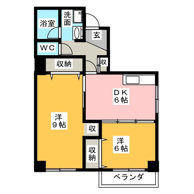 セイル常盤ビル(2DK/5階)の間取り写真