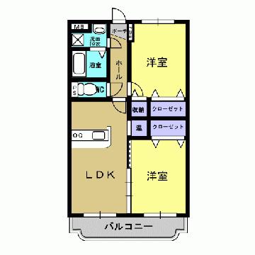 ユーミーKAZU(2LDK/1階)の間取り写真