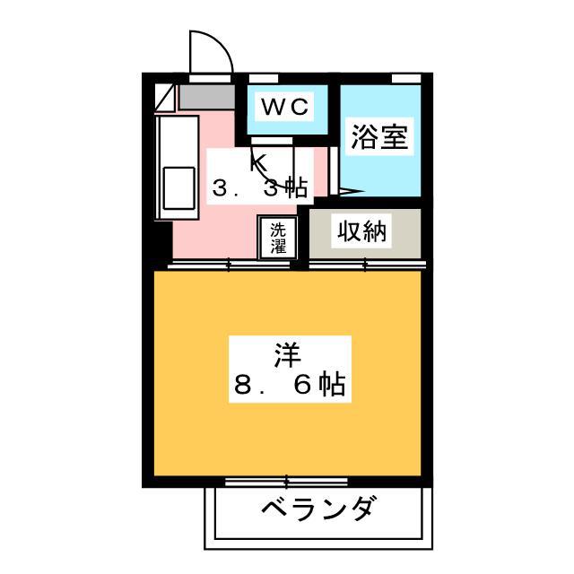 ベルメゾン南俣(1K/2階)の間取り写真