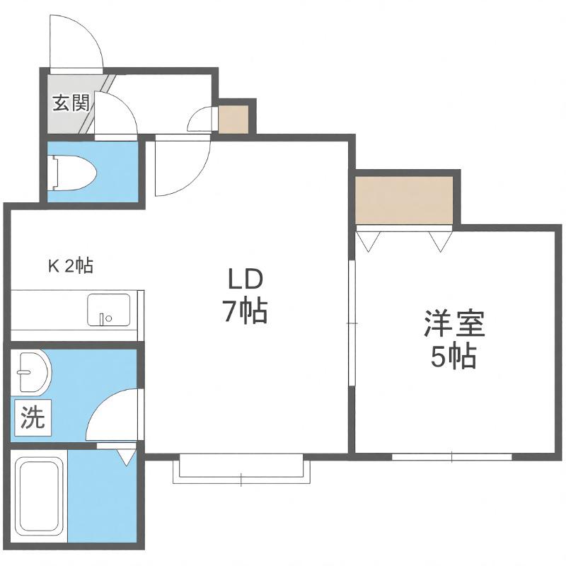 リネール川下(1LDK/2階)の間取り写真