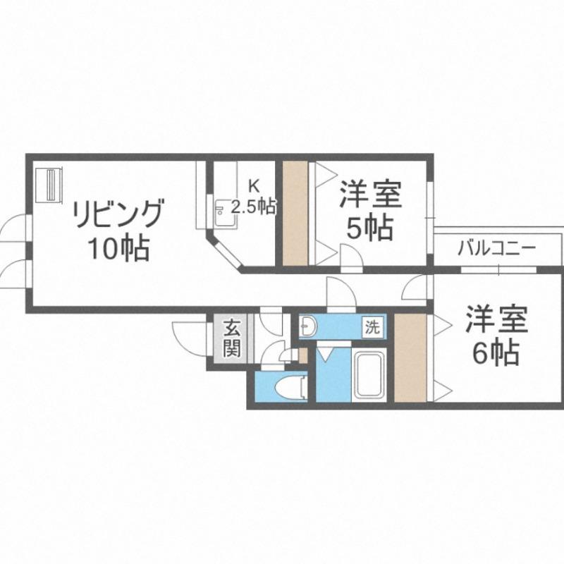 サントアリオ・デ本通南(2LDK/3階)の間取り写真