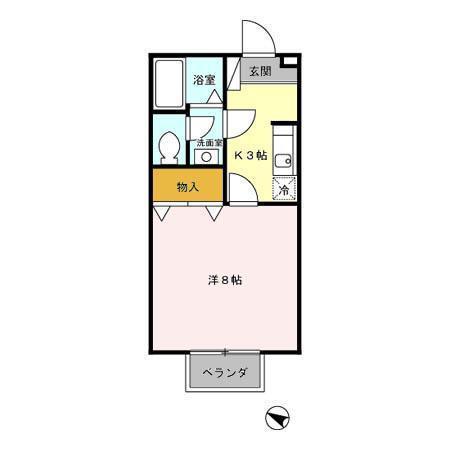 セジュール一番町(1K/2階)の間取り写真