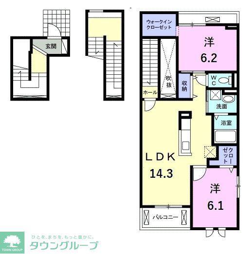 グランデ イースト(2LDK/3階)の間取り写真