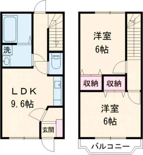 メゾンパフィオAメゾB(2LDK/1階)の間取り写真