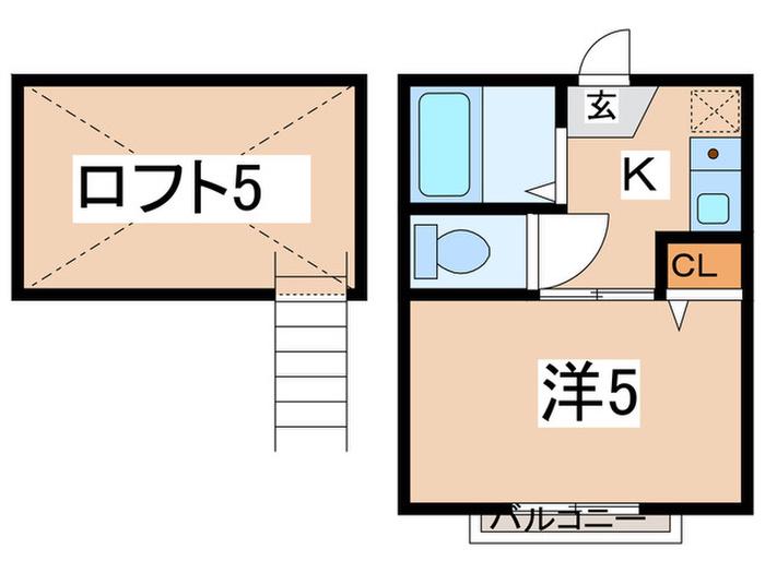 G・Aヒルズ星川(1K/1階)の間取り写真