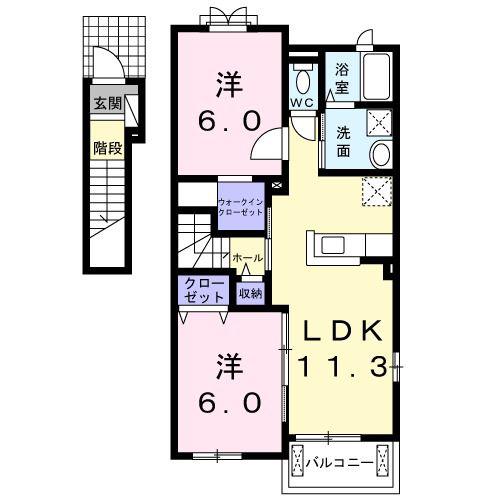 セレーナ A(2LDK/2階)の間取り写真