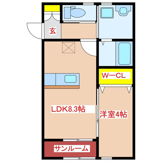 KREO(1LDK/1階)の間取り写真