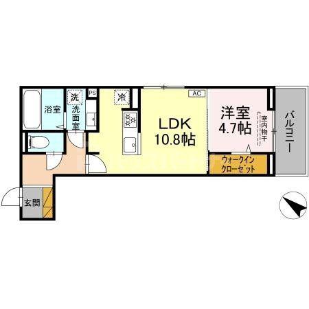 D-ROOM神明町II A(1LDK/3階)の間取り写真