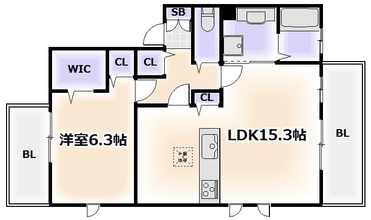 セジュールコートあべのSR(1LDK/1階)の間取り写真