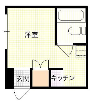 福本ビル(1K/3階)の間取り写真