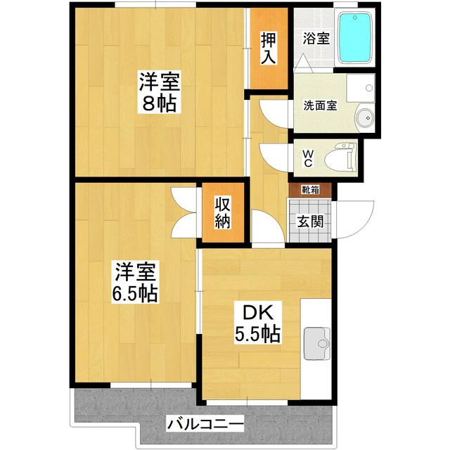 第1ヤマチューマンション(2DK/2階)の間取り写真