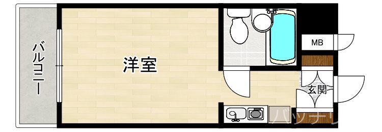 ロマネスク西新オレンジ通(1K/7階)の間取り写真