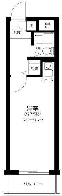 朝日プラザ旗の台(ワンルーム/4階)の間取り写真
