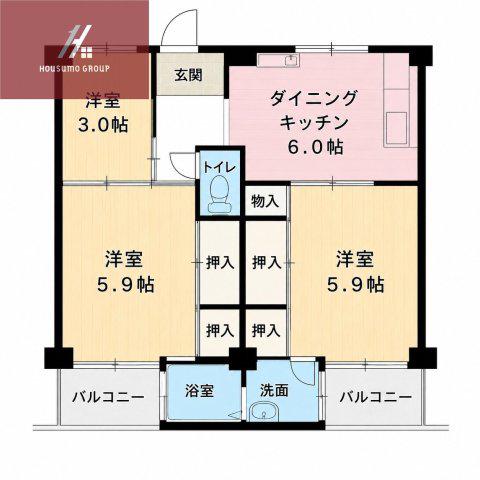 ビレッジハウス日下 4号棟(3DK/2階)の間取り写真