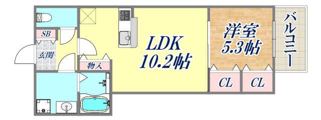 CORTE BREEZA御影(1LDK/3階)の間取り写真