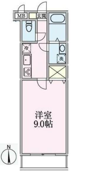 プランドール オニックス(1K/3階)の間取り写真