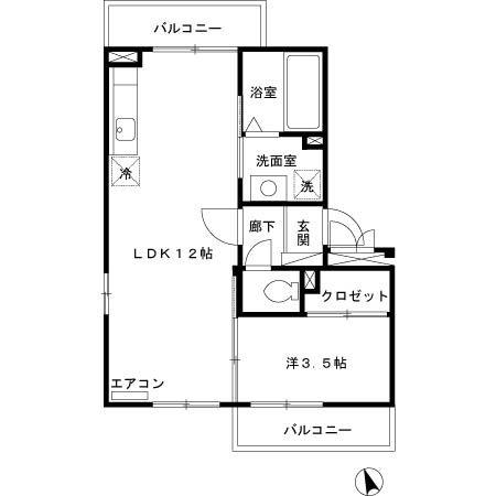 グリーンパーク(1LDK/3階)の間取り写真