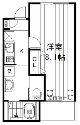 SUTTON COURT(1K/1階)の間取り写真