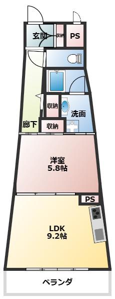 スラントウォールズ(1LDK/11階)の間取り写真