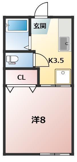 セブンヒルズA(1K/1階)の間取り写真