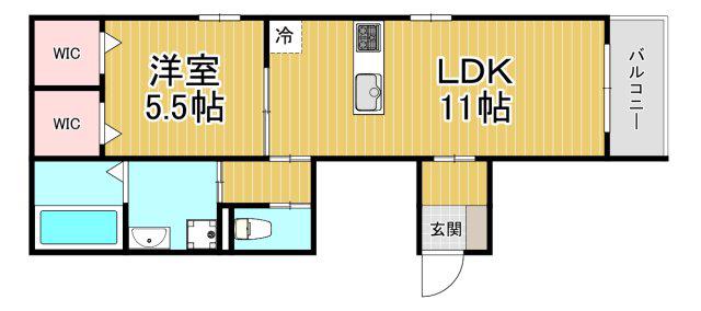 キャトル・レブローニュ(1LDK/1階)の間取り写真