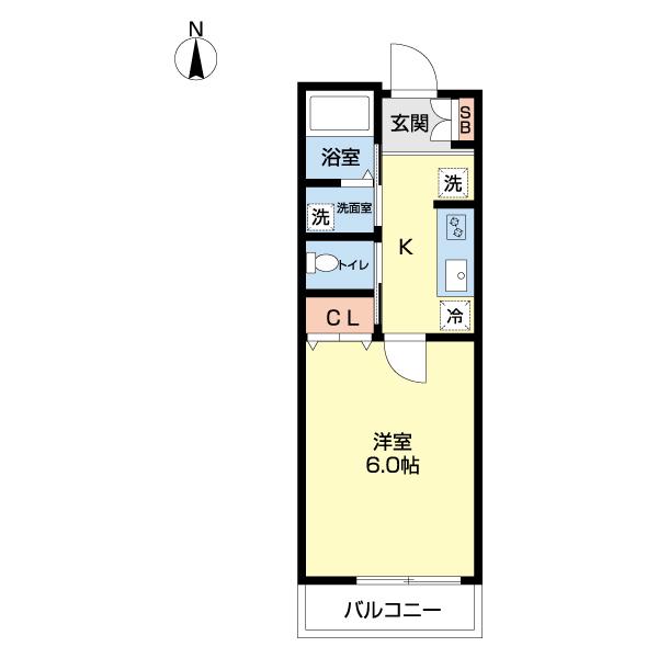 CIEL BLEU 吉川(1K/1階)の間取り写真