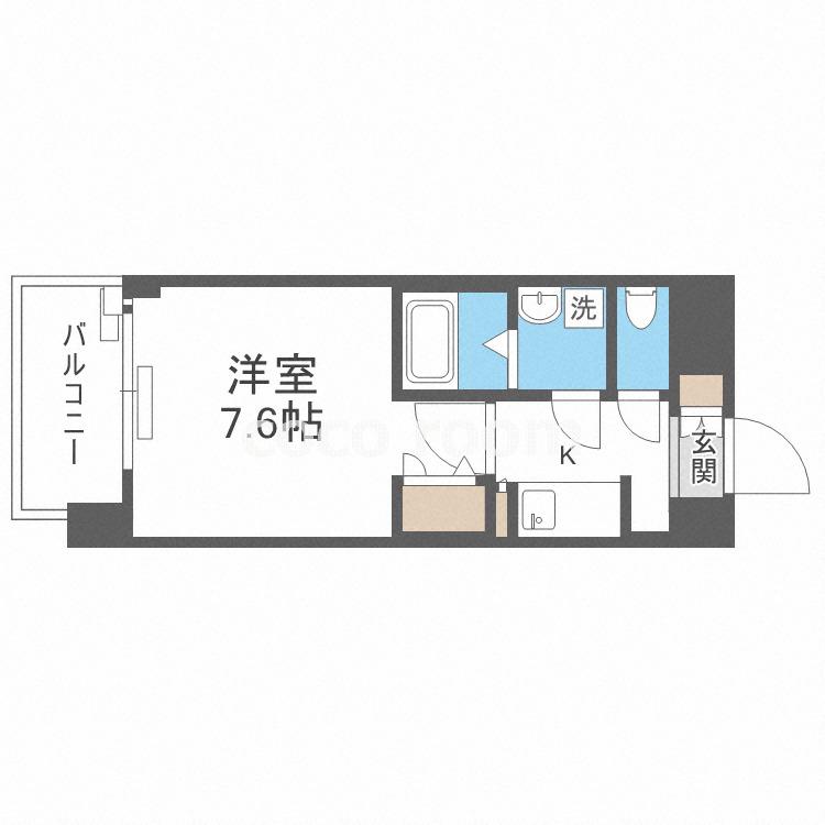 レジュールアッシュ心斎橋ヴィータ(1K/9階)の間取り写真