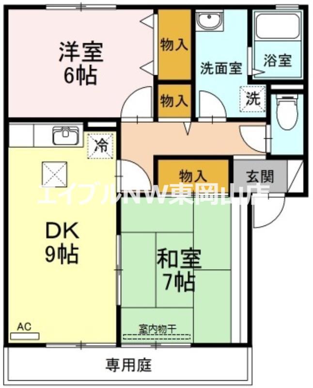 クレセント中島(2DK/1階)の間取り写真