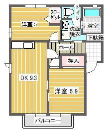 ディアス雅(2DK/2階)の間取り写真