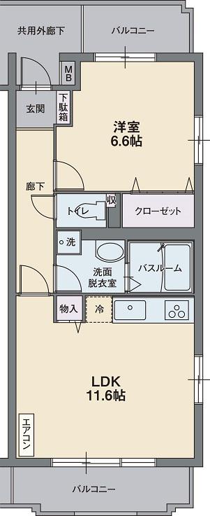 フレシール桜堤(1LDK/1階)の間取り写真