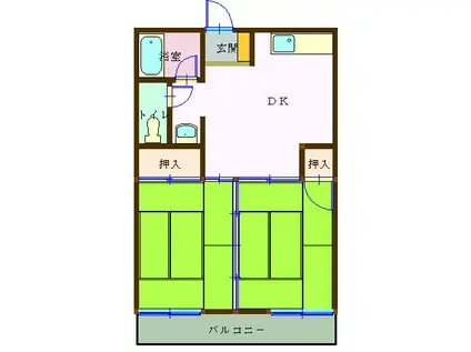 龍南コーポ(2DK/2階)の間取り写真