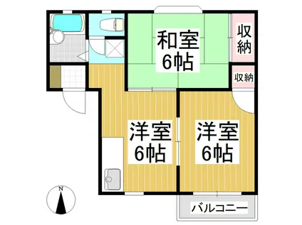 メゾンポプリB(2DK/1階)の間取り写真