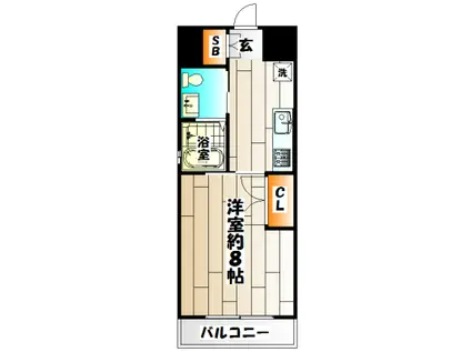 飛松高谷マンション(1K/8階)の間取り写真