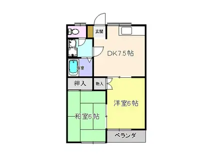 コーポ村田II(2DK/2階)の間取り写真