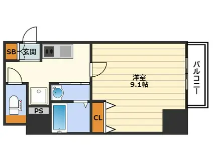 GRACE ノース NISHITEMMA(1K/6階)の間取り写真