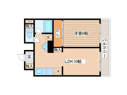 平和マンション北仙台(1LDK/3階)の間取り写真