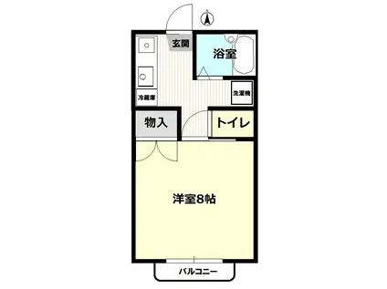 YプラッツC棟(1K/2階)の間取り写真