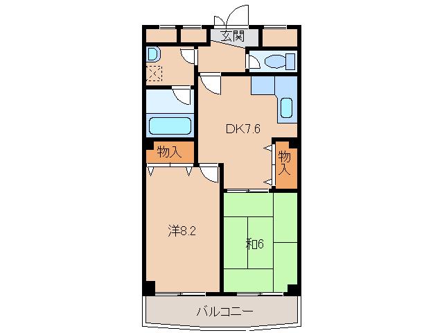 レスペート西庄II(2DK/3階)の間取り写真