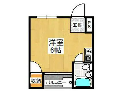 ラフィーネ1号館(ワンルーム/2階)の間取り写真