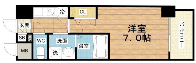 S-RESIDENCE福島玉川DEUX(1K/8階)の間取り写真