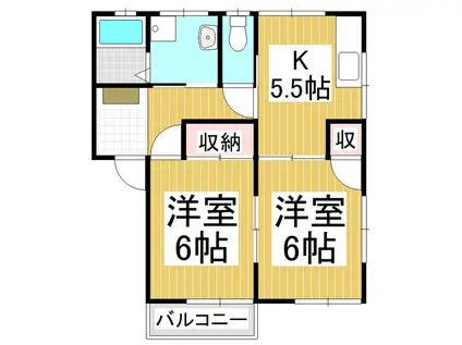 サンハイツA(2DK/2階)の間取り写真